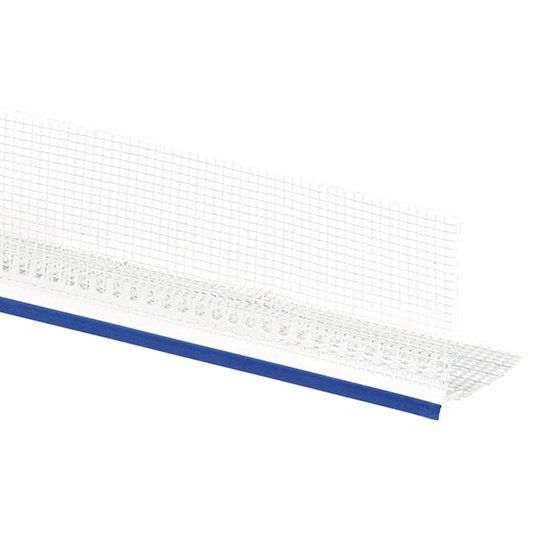 Immagine di ANGOLARE ROMPIGOCCIA PROFILO IN PLASTICA A VISTA CON RETE IN FIBRA DI VETRO LUNGHEZZA 2,5 MT