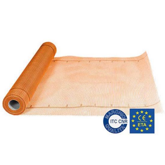 Immagine di RETE IN FIBRA GRANA 165GR/MQ ARANCIO CERTIFICATA ETAG004 ASSICURABILE H.110 CM ROTOLO DA 55 MQ DAKOTA