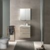 Immagine di MOBILE BAGNO SELNOVA SQUARE 2 CASSETTI CON LAVABO 80 CM NOCE CHIARO SOSPESO GEBERIT
