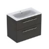 Immagine di MOBILE BAGNO SELNOVA SQUARE 2 CASSETTI CON LAVABO 80 CM GRIGIO LAVA OPACO LACCATO SOSPESO GEBERIT