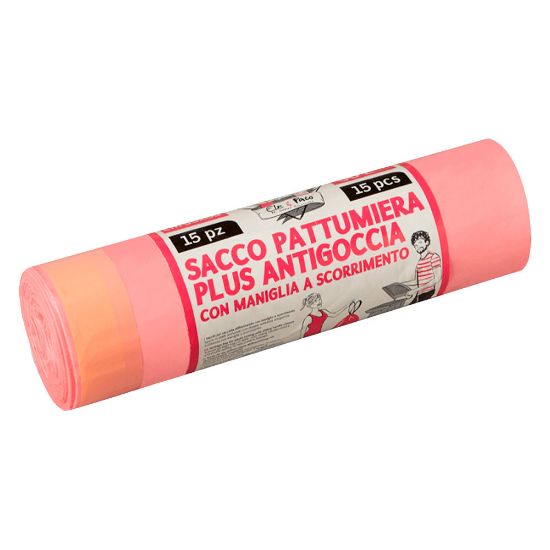 Immagine di SACCO PER PATTUMIERA ROSA 55x65 CM ROTOLO 15 PZ