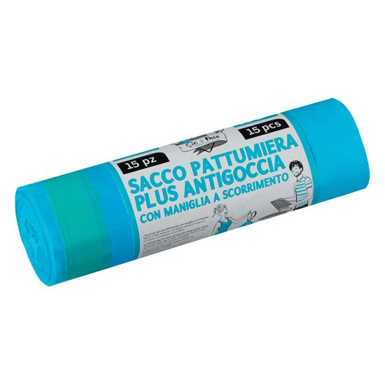Immagine di SACCO PER PATTUMIERA CELESTE 55x65 CM ROTOLO 15 PZ