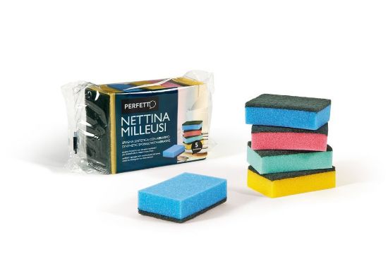 Immagine di NETTINA MILLEUSI SPUGNA CON ABRASIVO CONFEZIONE 5 PEZZI ART.0246C PERFETTO