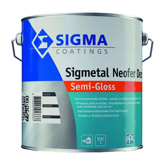 Immagine di SMALTO ANTIRUGGINE SIGMETAL NEOFER DECOR SEMI-GLOSS 1,975 LT BASE ZX PPG SIGMA