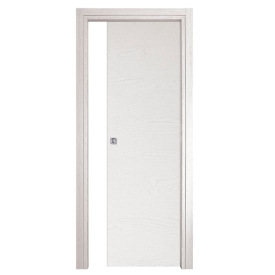Immagine di PORTA OLTRE SCORREVOLE FRASSINO BIANCO MISURA 80x210x10/12 CM REVERSIBILE