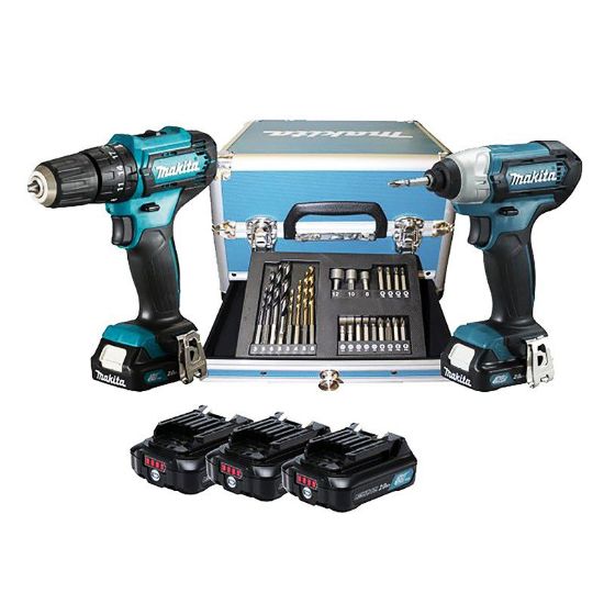 Immagine di KIT TRAPANO HP333 E AVVITATORE TD110 CON 3 BATTERIE CARICABATTERIA BL1021B E 23 ACCESSORI MAKITA