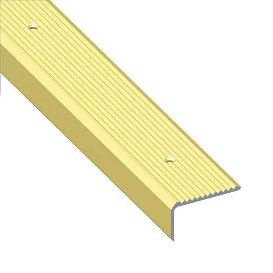 Immagine di PROFILO PROTEZIONE SCANALATO 41 MM x 23 MM ALLUMINIO OTTONE PREFORATO 2 MT