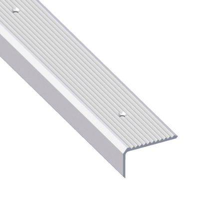 Immagine di PROFILO PROTEZIONE SCANALATO 41 MM x 23 MM ALLUMINIO ARGENTO PREFORATO 2 MT