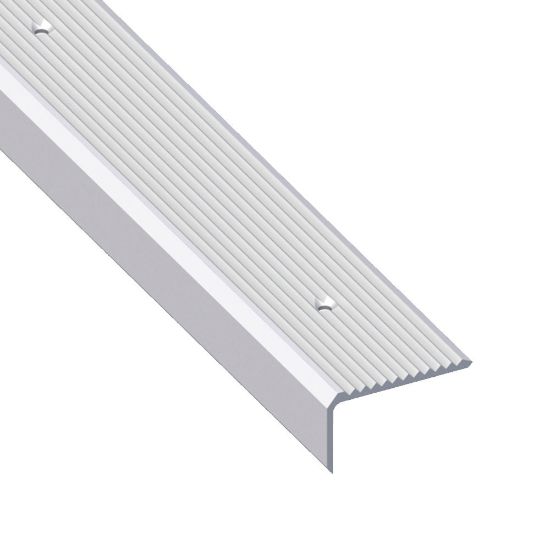 Immagine di PROFILO PROTEZIONE SCANALATO 41 MM x 23 MM ALLUMINIO ARGENTO PREFORATO 2 MT