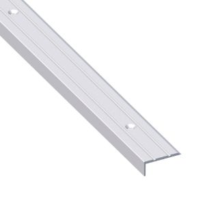 Immagine di PROFILO PROTEZIONE SCANALATO 25 MM x 10 MM ALLUMINIO ARGENTO PREFORATO 1 MT