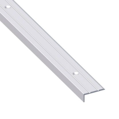 Immagine di PROFILO PROTEZIONE SCANALATO 25 MM x 10 MM ALLUMINIO ARGENTO PREFORATO 1 MT