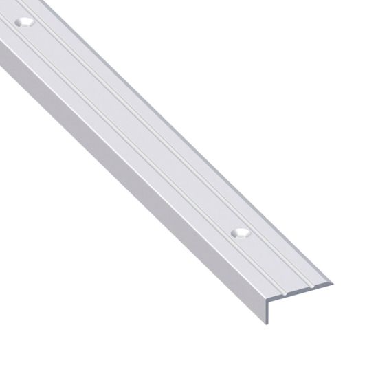 Immagine di PROFILO PROTEZIONE SCANALATO 25 MM x 10 MM ALLUMINIO ARGENTO PREFORATO 1 MT