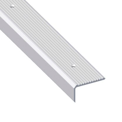 Immagine di PROFILO PROTEZIONE SCANALATO 41 MM x 23 MM ALLUMINIO ARGENTO PREFORATO 1 MT