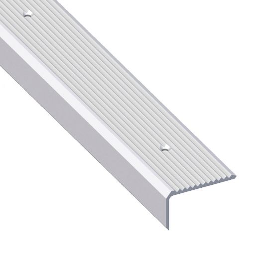 Immagine di PROFILO PROTEZIONE SCANALATO 41 MM x 23 MM ALLUMINIO ARGENTO PREFORATO 1 MT