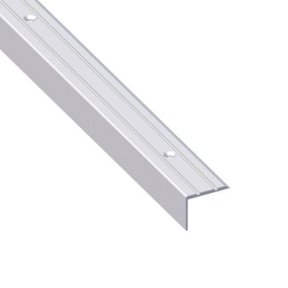 Immagine di PROFILO PROTEZIONE SCANALATO 25 MM x 20 MM ALLUMINIO ARGENTO PREFORATO 1 MT