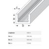Immagine di PROFILO AD U 10 MM x 16,5 MM SPESSORE 1,5 MM ALLUMINIO ARGENTO LUNGHEZZA 1 MT