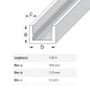 Immagine di PROFILO AD U 10 MM x 11,5 MM SPESSORE 1,5 MM ALLUMINIO ARGENTO LUNGHEZZA 1 MT