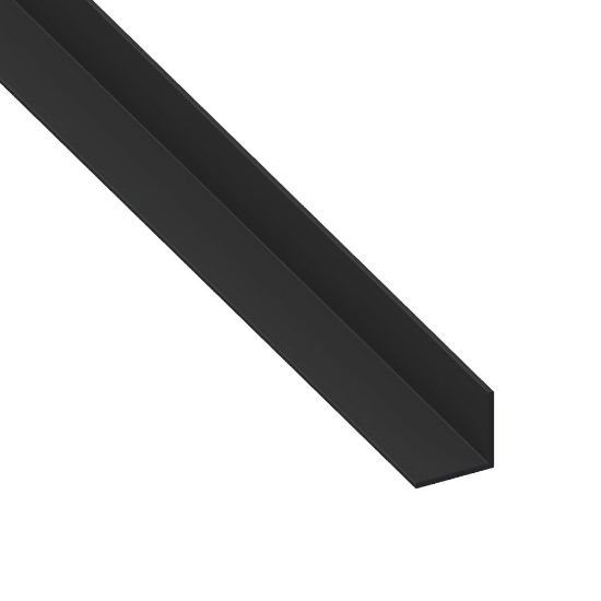 Immagine di ANGOLARE 25 MM x 25 MM SPESSORE 1,8 MM PVC NERO LUNGHEZZA 2 MT