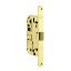 Immagine di SERRATURA INFILARE PER PORTE IN LEGNO 50x90 MM BORDO TONDO SCROCCO ABS OTTONE LUCIDO FUNZIONE CHIAVE ASSA ABLOY