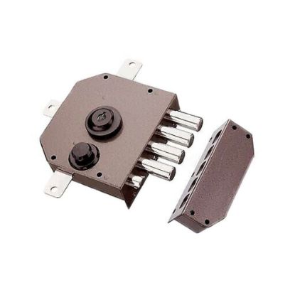 Immagine di SERRATURA APPLICARE QUINTUPLA CON MEZZO GIRO DX VERNICIATA POMPA 60 MM DIAMENTRO 34 MM - ASTE E DEVIATORI NON COMPRESI MOTTURA