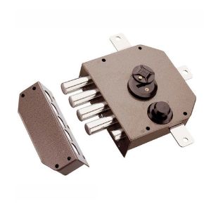 Immagine di SERRATURA APPLICARE DOPPIA MAPPA QUINTUPLA CON MEZZO GIRO SX VERNICIATA 3 CHIAVI 60 MM ASTE E DEVIATORI NON COMPRESI MOTTURA