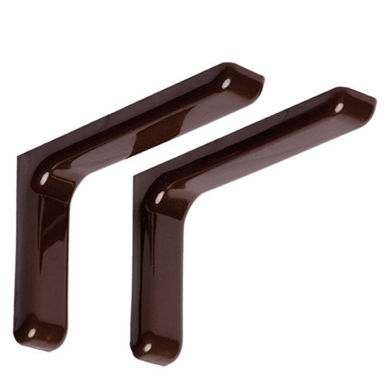 Immagine di COPPIA REGGIMENSOLE IN ACCIAIO CON COVER D'ARREDO MARRONE 15x18 CM