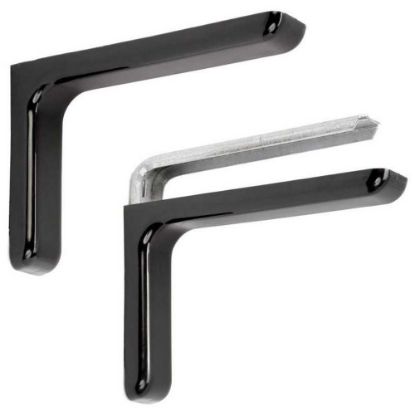 Immagine di COPPIA REGGIMENSOLE IN ACCIAIO CON COVER D'ARREDO NERA 10x12 CM