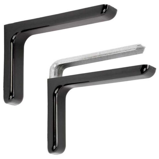 Immagine di COPPIA REGGIMENSOLE IN ACCIAIO CON COVER D'ARREDO NERA 10x12 CM