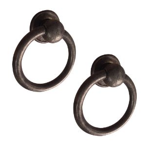 Immagine di COPPIA DI MANIGLIE PER MOBILI FINITURA ARTE POVERA Ø 45 MM PATINATA