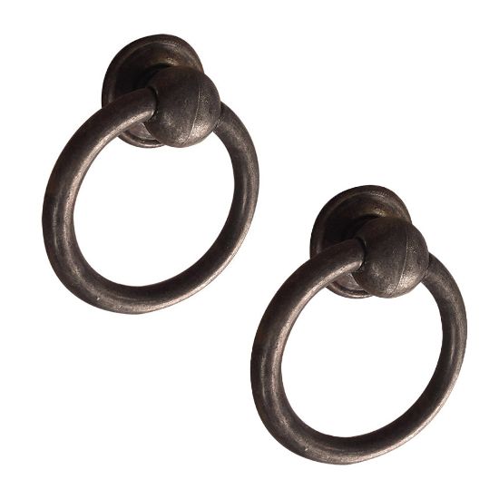 Immagine di COPPIA DI MANIGLIE PER MOBILI FINITURA ARTE POVERA Ø 35 MM PATINATA