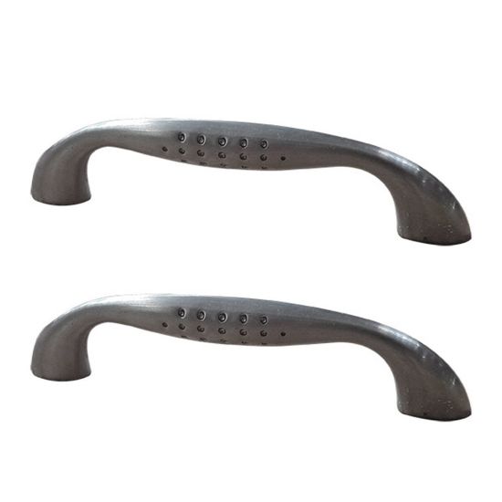 Immagine di COPPIA DI MANIGLIE A SQUADRO IN METALLO NICHEL SPAZZOLATO 96 MM