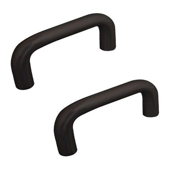 Immagine di COPPIA DI MANIGLIE A SQUADRO IN PVC NERO 64 MM