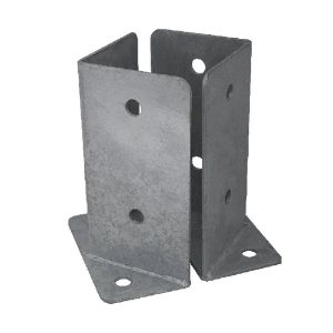 Immagine di COPPIA PORTAPILASTRI ANGOLARI A PAVIMENTO IN ACCIAIO ZINCATO PER TRAVI IN LEGNO 80x80x150 MM