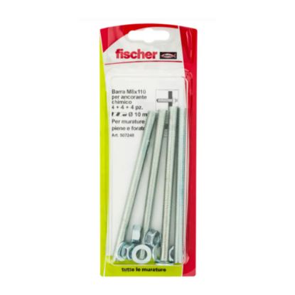 Immagine di BARRA FILETTATA PER RESINA M 8x110 MM BLISTER 4 PZ