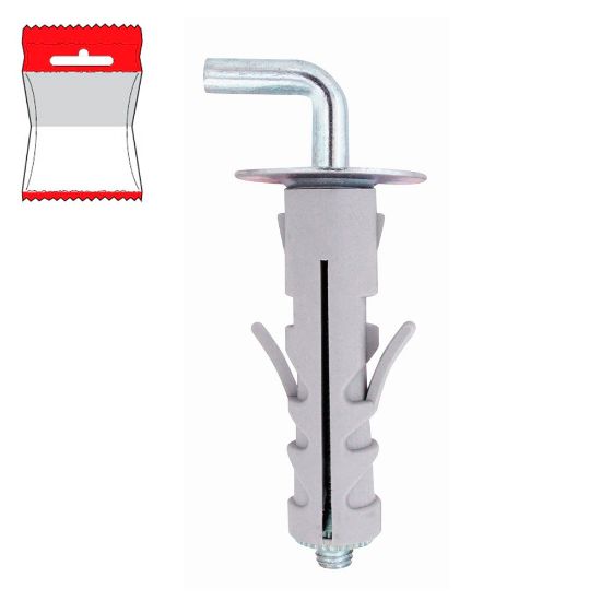 Immagine di TASSELLO NYLON CON GANCIO MEDIO Ø 12x46 MM BLISTER 4 PZ