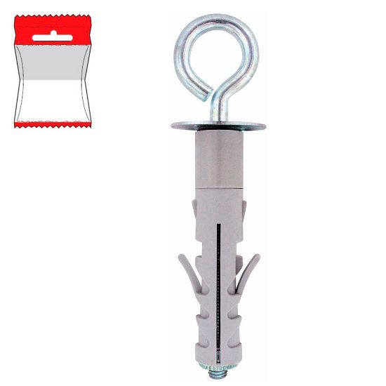 Immagine di TASSELLO NYLON CON OCCHIOLO CHIUSO Ø 9x40 MM BLISTER 6 PZ