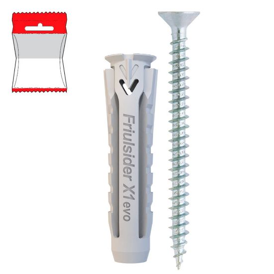 Immagine di TASSELLO NYLON CON BORDO Ø 5x25 MM CON VITE BLISTER 20 PZ