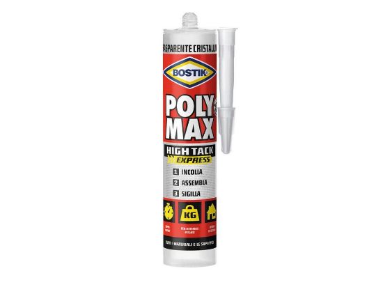 Immagine di POLY MAX HIGH TACK POLIMERO CRISTAL TRASPARENTE GR.300 BOSTIK IDEALE PER INCOLLAGGIO SUPER RAPIDO