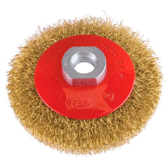 Immagine di SPAZZOLA CONICA OTTONATA PER SMERIGLIATRICE DIAMETRO 120 MM