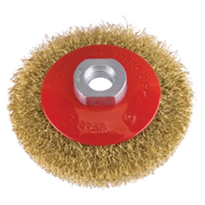 Immagine di SPAZZOLA CONICA OTTONATA PER SMERIGLIATRICE DIAMETRO 90 MM