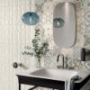 Immagine di DECORO CERAMICA SMALTATA RETTIFICATA EVEN SHAPES SNOW 35x100 CM SPESSORE 9,5 MM PANARIA