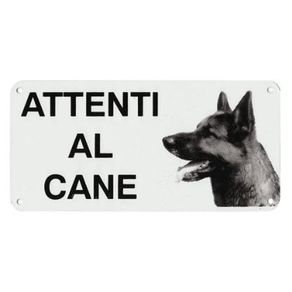 Immagine di CARTELLO DI SEGNALAZIONE ATTENTI AL CANE 19,5x9,5 CM