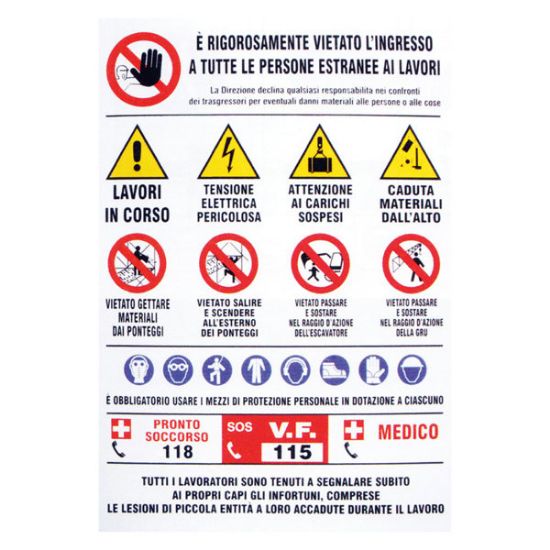 Immagine di CARTELLO CANTIERE DIVIETI E NORME SICUREZZA 60x80 CM