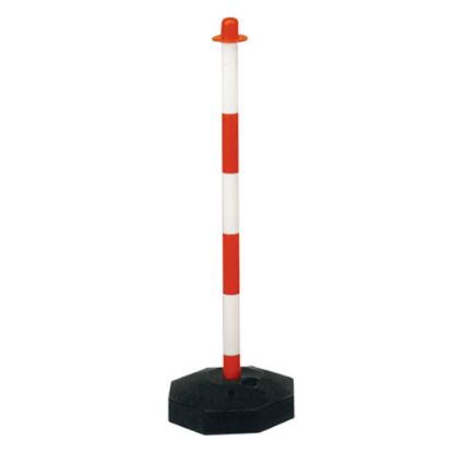 Immagine di COLONNINA BIANCA/ROSSA CON BASE IN PLASTICA H90 CM D.40 MM CONFEZIONE DA 6 PZ