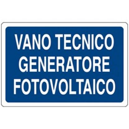 Immagine di CARTELLO DI SICUREZZA VANO TECNICO GENERATORE FOTOVOLTAICO 30x20 CM