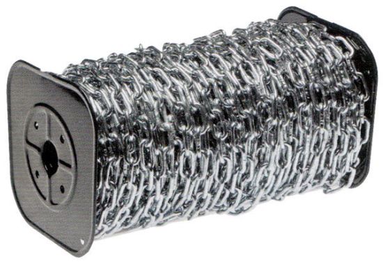 Immagine di CATENA GENOVESE SALDATA ZINCATA N°20 SPESSORE 4,3 MM LARGHEZZA 30,5 MM ALTEZZA 17,5 MM ROTOLO DA 35 MT ZA
