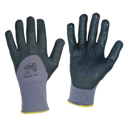 Immagine di GUANTO ANTISCIVOLO PUNTINATO NITRILE NERO/GRIGIO TG.10 CON BLISTER IN COPPIA