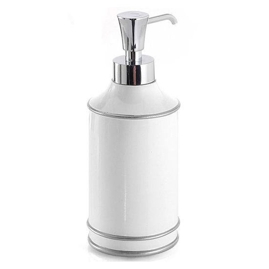 Immagine di DOSASAPONE DA APPOGGIO OLIMPIA BIANCO/ARGENTO CON EROGATORE CROMO GEDY