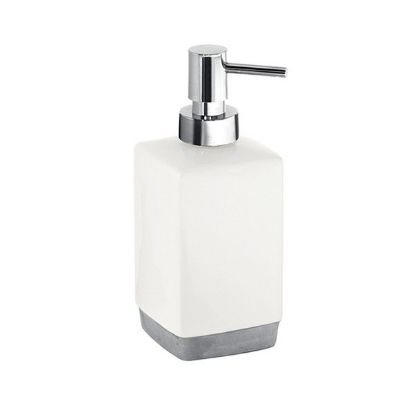 Immagine di DOSASAPONE DA APPOGGIO LUCY IN CERAMICA BIANCO CON EROGATORE CROMO GEDY