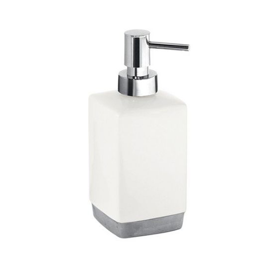 Immagine di DOSASAPONE DA APPOGGIO LUCY IN CERAMICA BIANCO CON EROGATORE CROMO GEDY